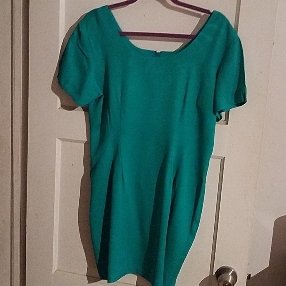 Dark aqua short sleeve dress‎